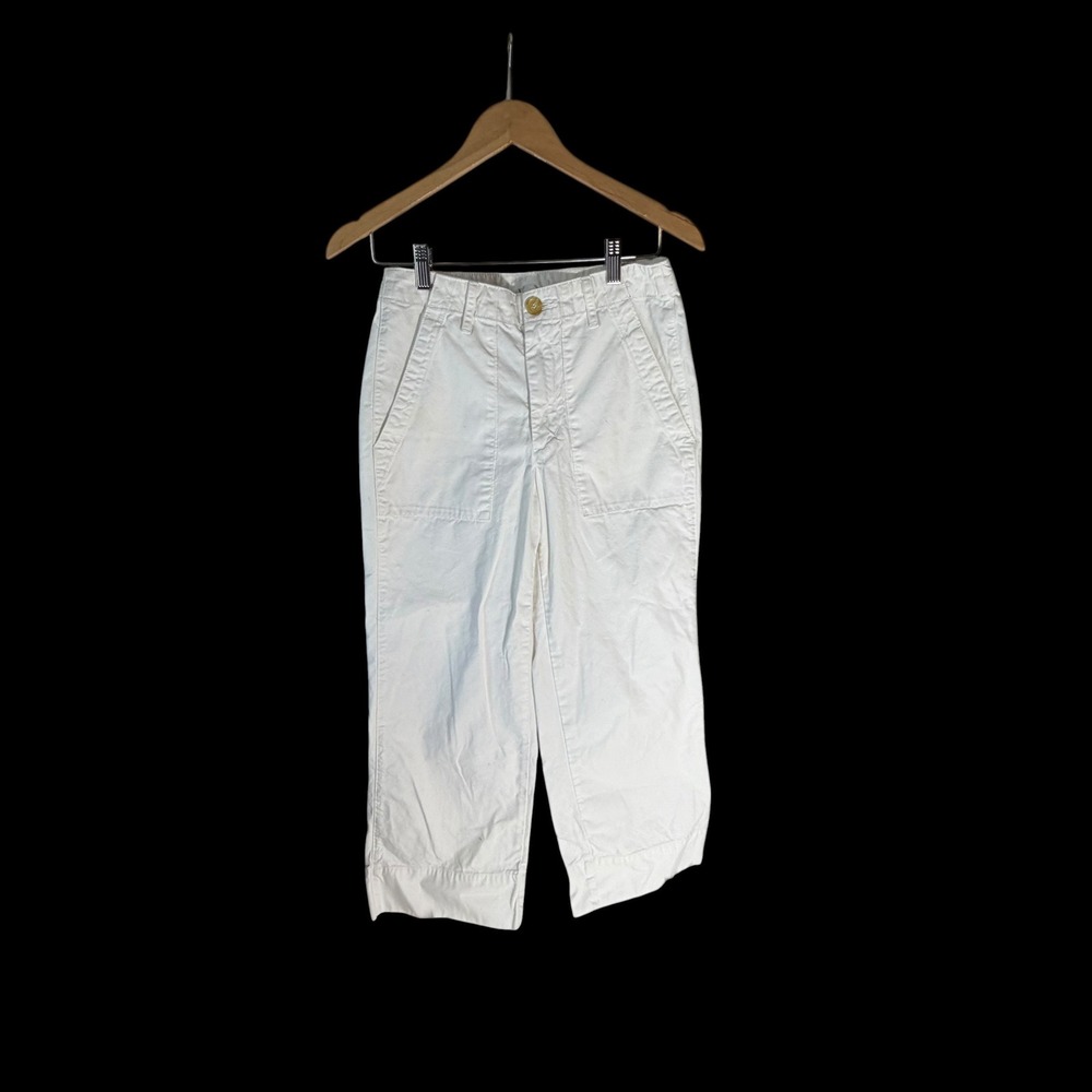 Velvet by Graham & Spencer White Cotton Utility Cropped Pants Size 2 Made in USA